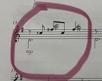 Score image of Carulli's Waltz with circle around left-hand finger numbers