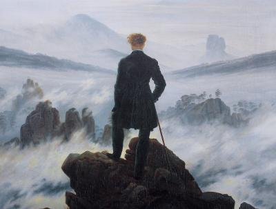 Wanderer above the Sea of Fog - Romantic painting by Caspar David Friederich