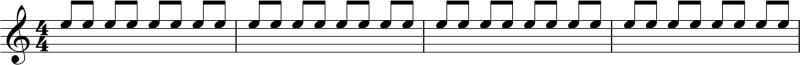 Eighth notes E on first string on guitar