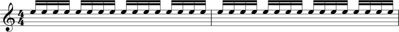 Sixteenth notes E on first string on guitar